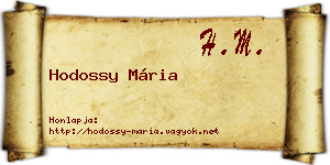 Hodossy Mária névjegykártya